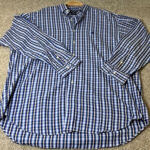Ralph Lauren Blake‎ Mens XL Blue Plaid Checkered Button Down Shirt Cotton